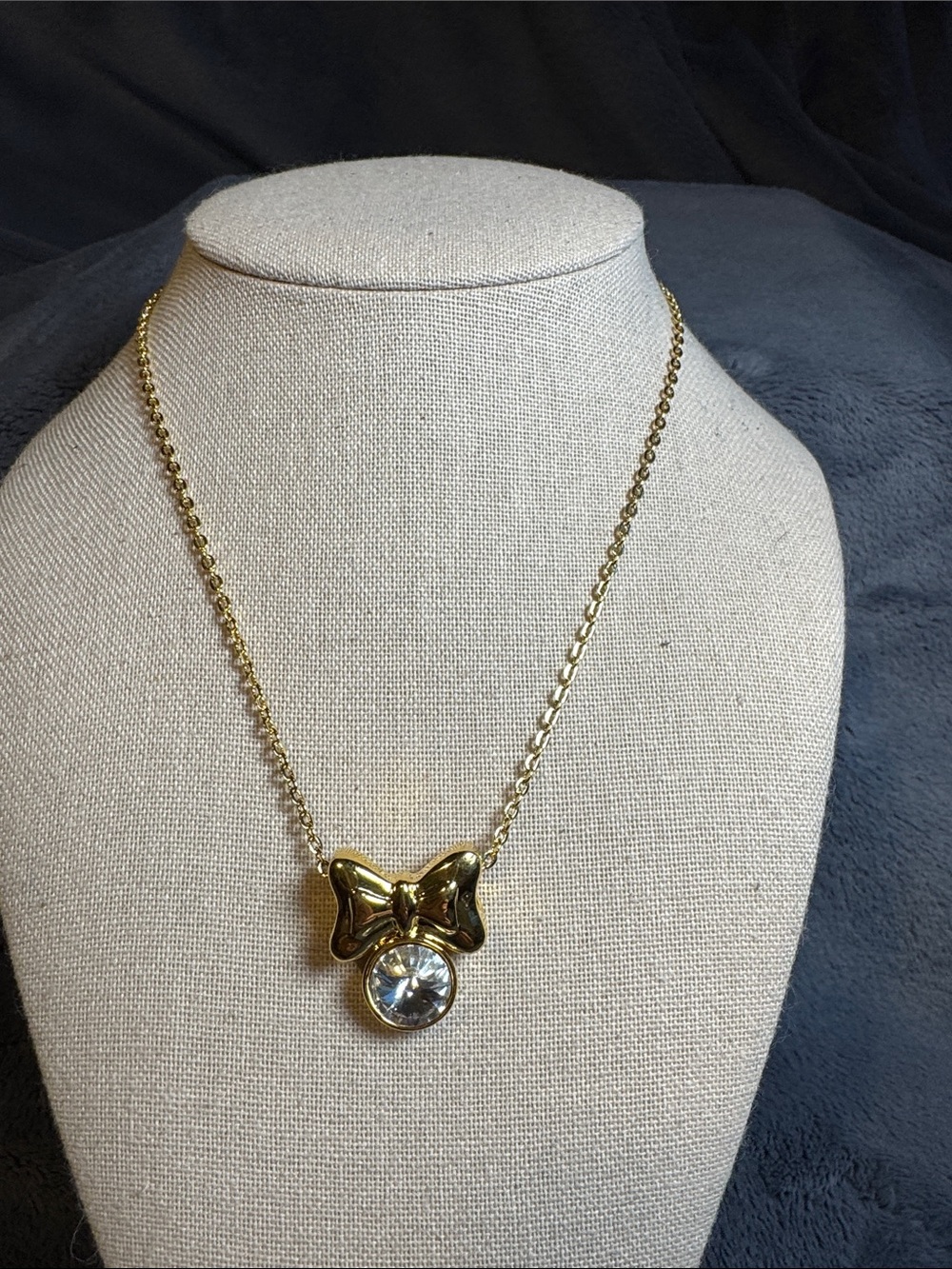 Swarovski Crystal Elements Gold Bow Necklace, 16in+3in Extention